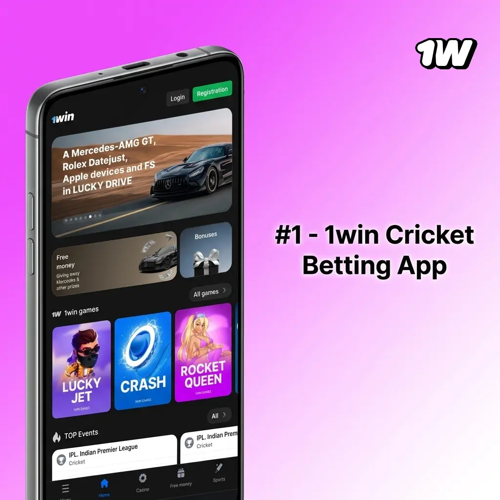 1win cricket betting app interface showing live IPL ball-by-ball markets with odds updates on Android and iOS