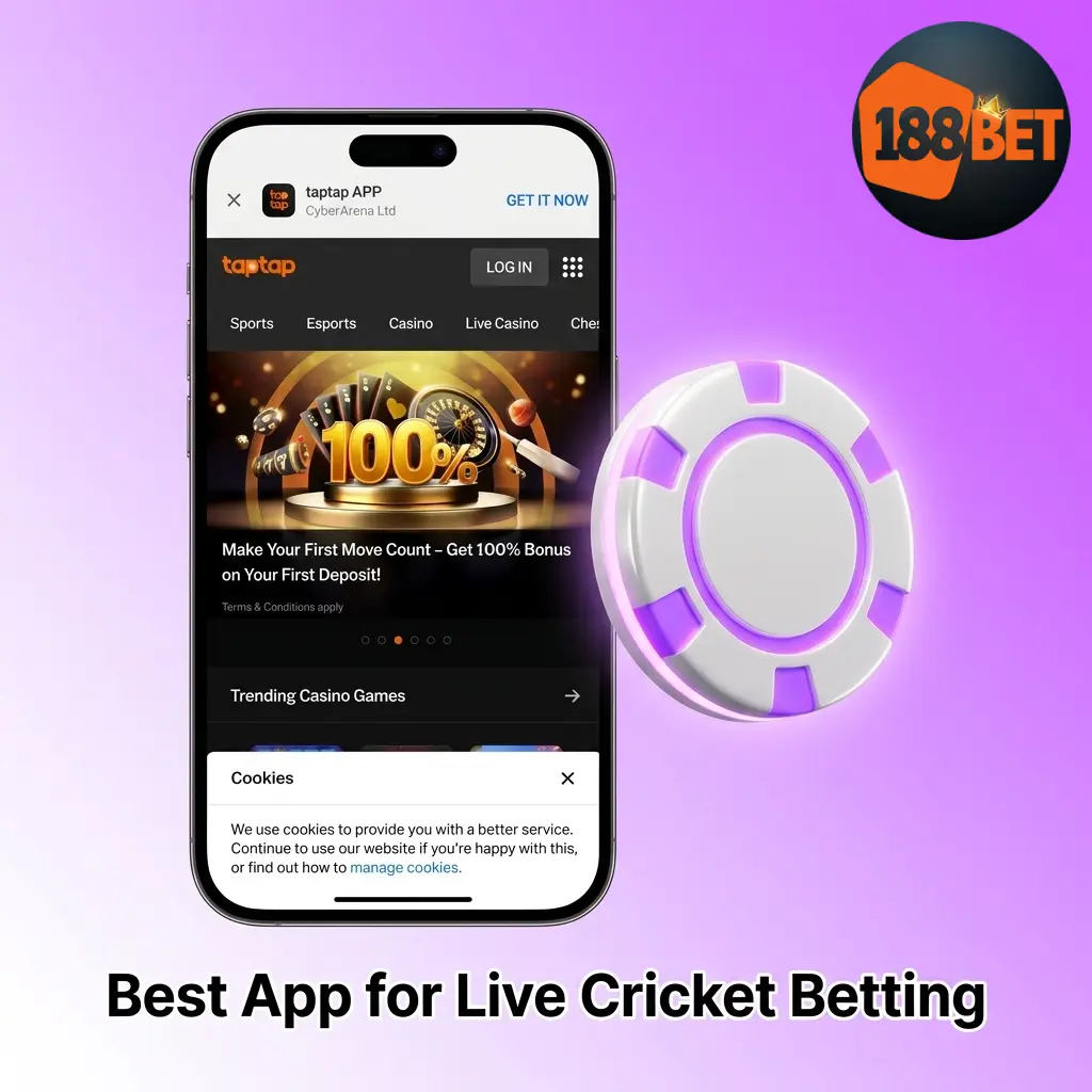 188bet app live cricket betting interface showing IPL T20 and ICC matches with real-time in-play markets