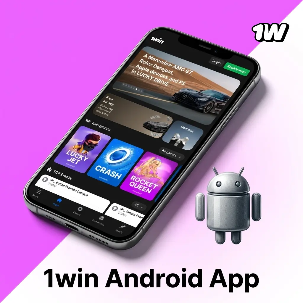 1win Android app interface showing mobile sports betting with live wagering and UPI payment options for Indian users