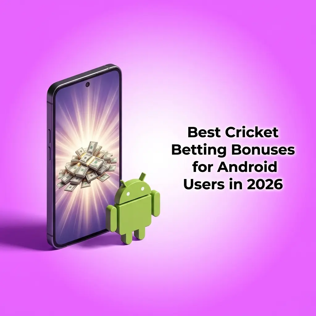 Cricket betting app bonuses for Android users showing welcome offers from 1win, 9winz, and 11IC in 2026