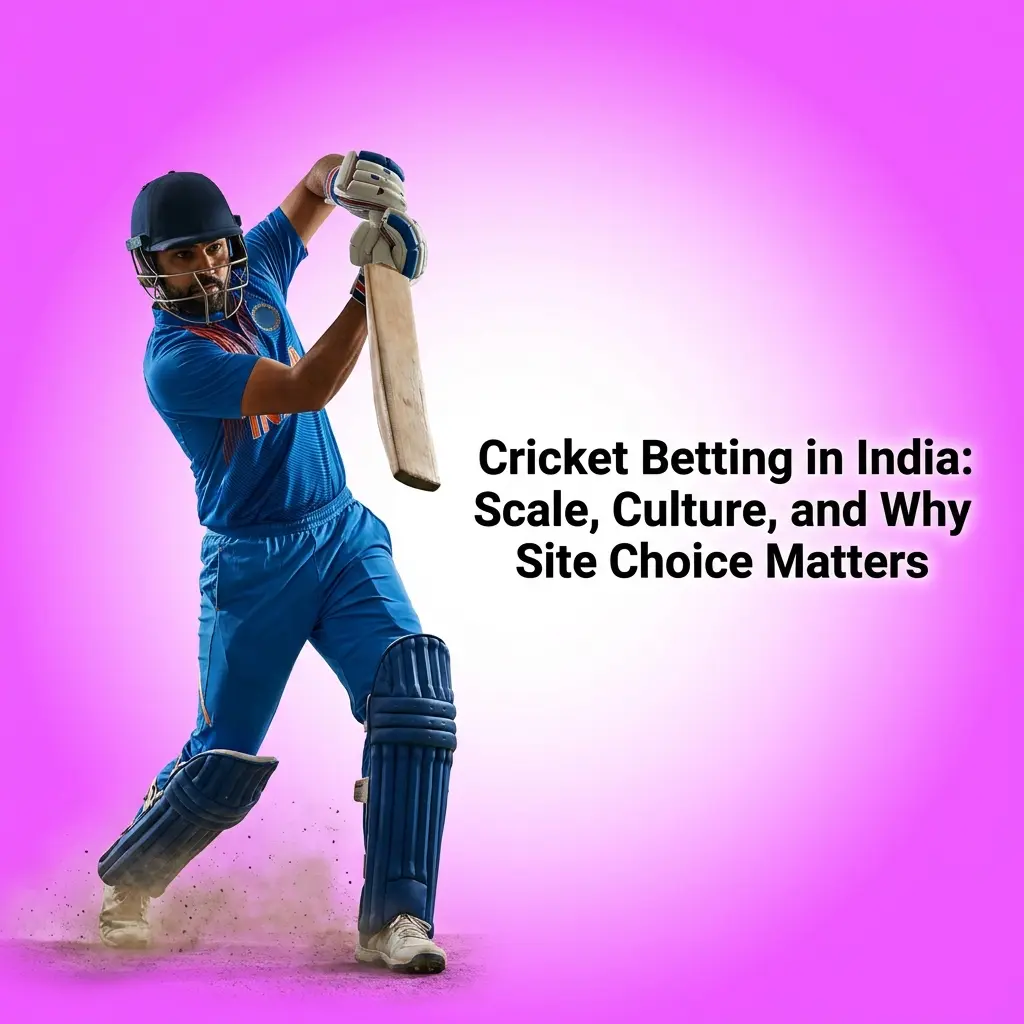 Cricket betting in India showing IPL wagering activity, UPI payments, and online platform selection for Indian bettors