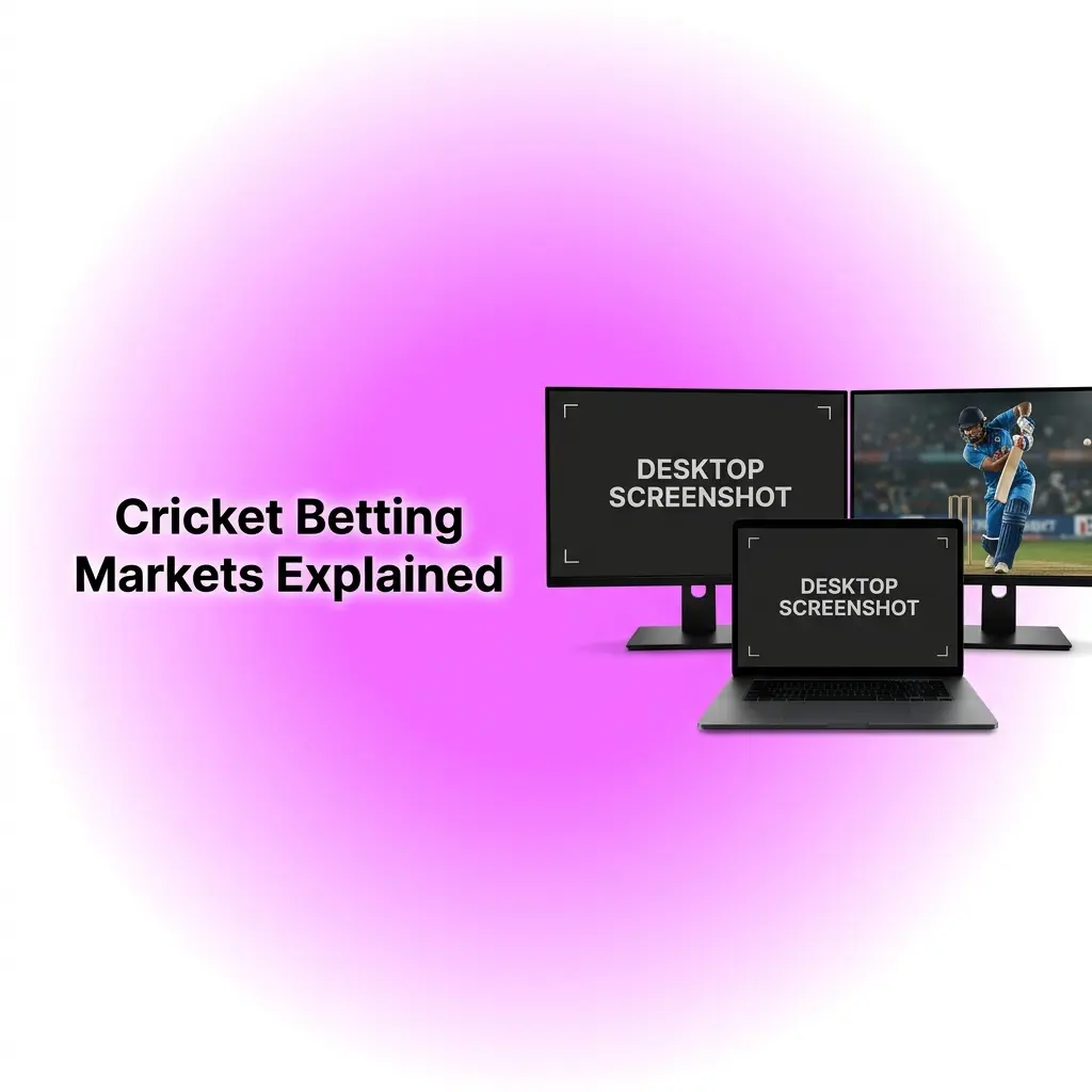 Cricket betting markets explained including match winner, top runscorer, over/under runs, and session betting for IPL and Test matches