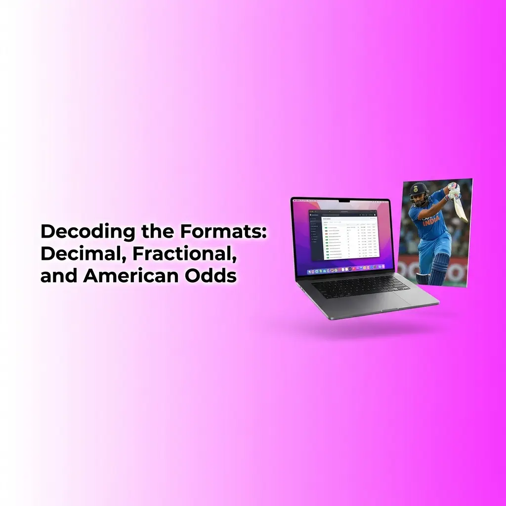 Decimal, fractional, and American odds formats explained for cricket betting with INR stake and payout examples