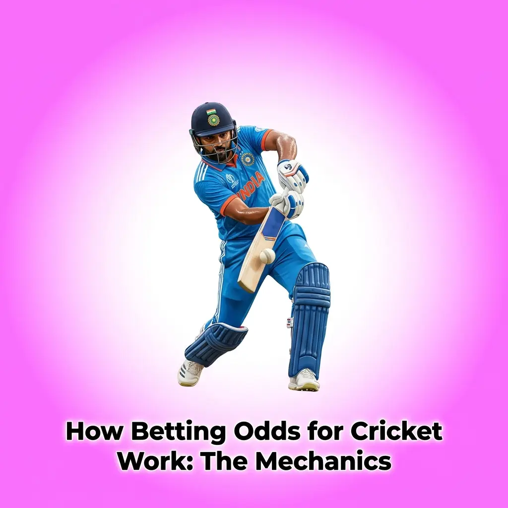 Cricket betting odds explained showing decimal format probability calculations and bookmaker margin concept