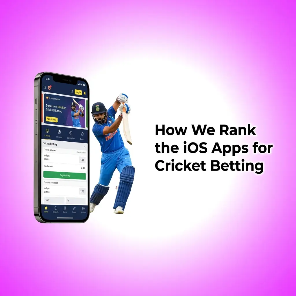 Cricket betting iOS app ranking criteria showing market depth, live streaming, odds, UPI payments, and performance evaluation