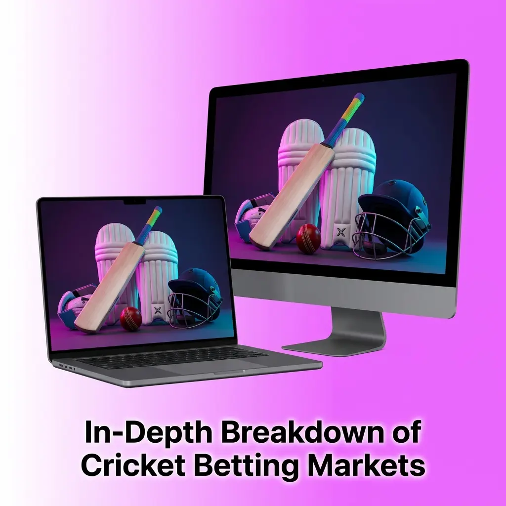 Cricket betting markets breakdown covering match winner, top batsman, bowler, total runs, and player props