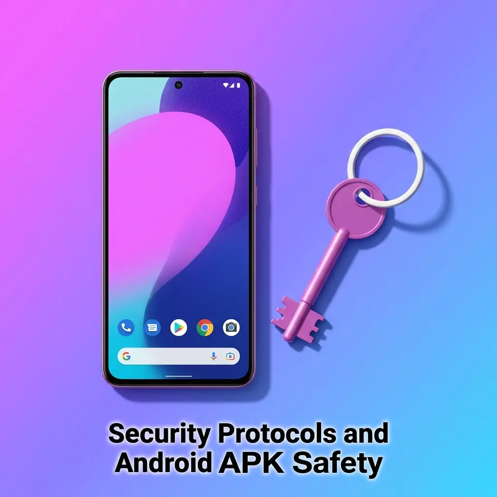Android APK security protocols showing VirusTotal scanning, 256-bit SSL encryption, and 2FA verification for safe app downloads