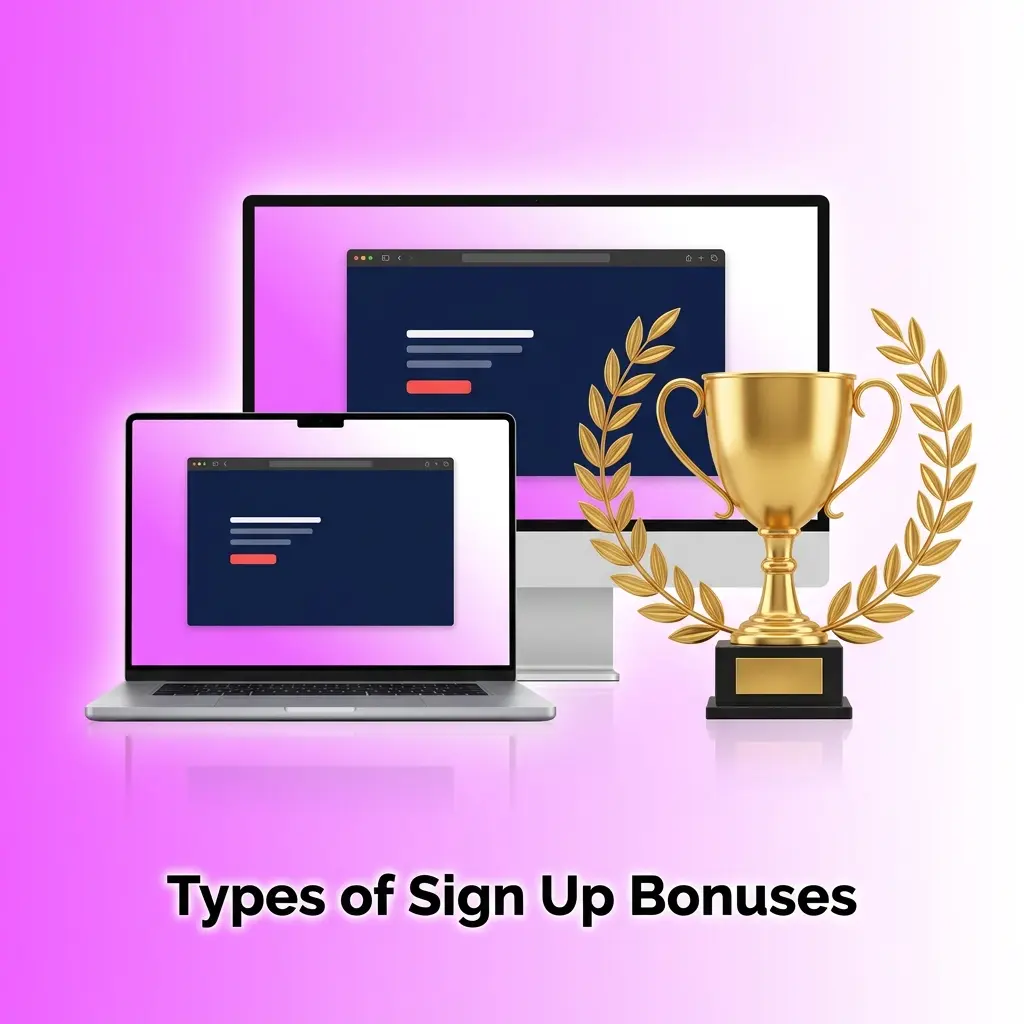 Types of sign-up bonuses for Indian sports betting platforms including welcome bonus, free bet, deposit match, and no deposit bonus