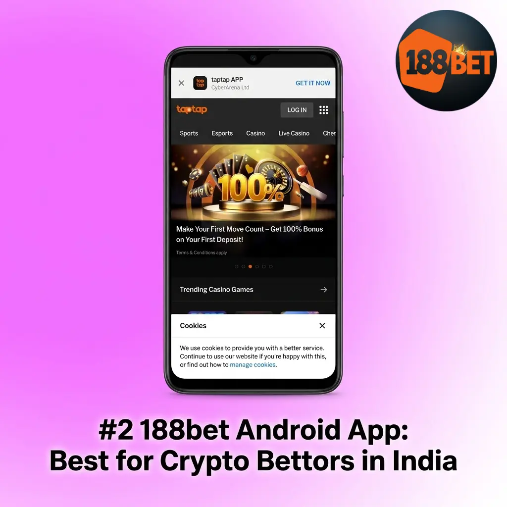 188bet Android app interface showing crypto betting options and football markets for Indian bettors