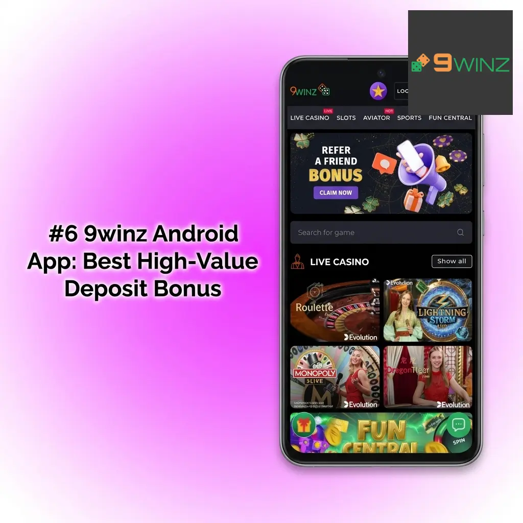 9winz Android app interface showing 450% welcome bonus up to 150,000 INR with UPI and GPay payment options