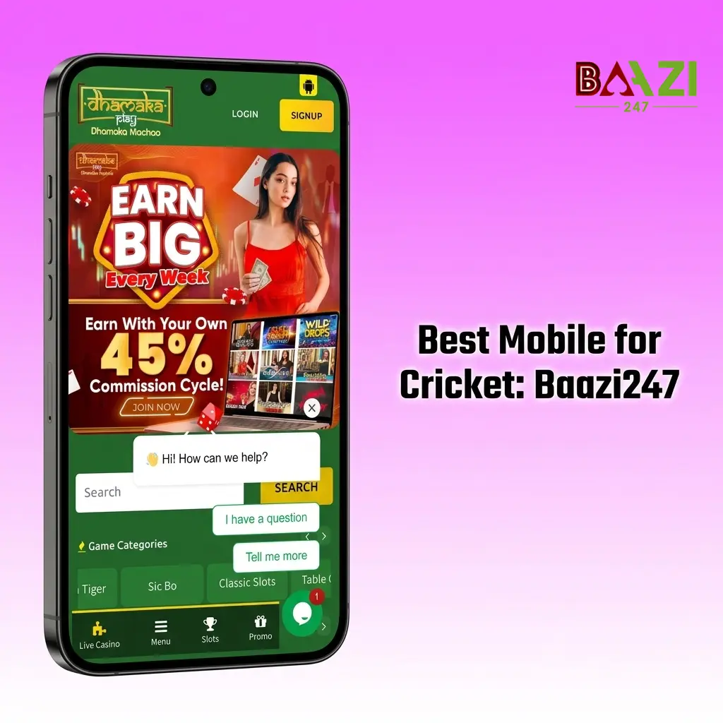 Baazi247 mobile cricket betting interface showing live IPL odds, match stats, and bet slip on a single screen