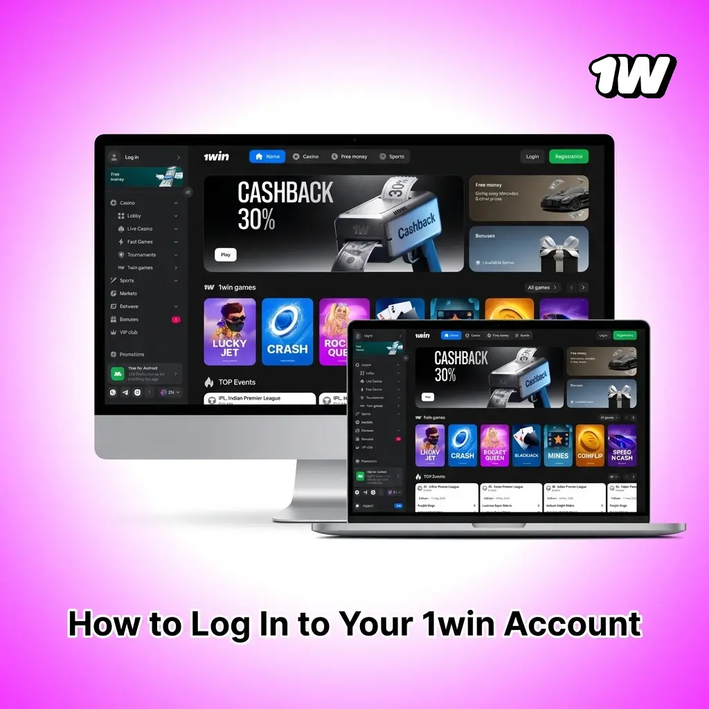 1win account login screen showing email, phone, and social media sign-in options on the official platform